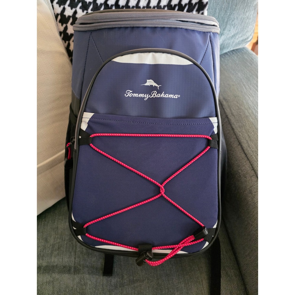 Tommy Bahama Backpack Cooler 24 Can Insulated Bag Navy Blue Grey 10006749 NWT